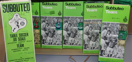 A collection of boxed Subbuteo, including 16 teams, VIP Cup Presentation Set, goals, etc.